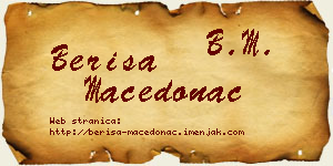 Beriša Macedonac vizit kartica